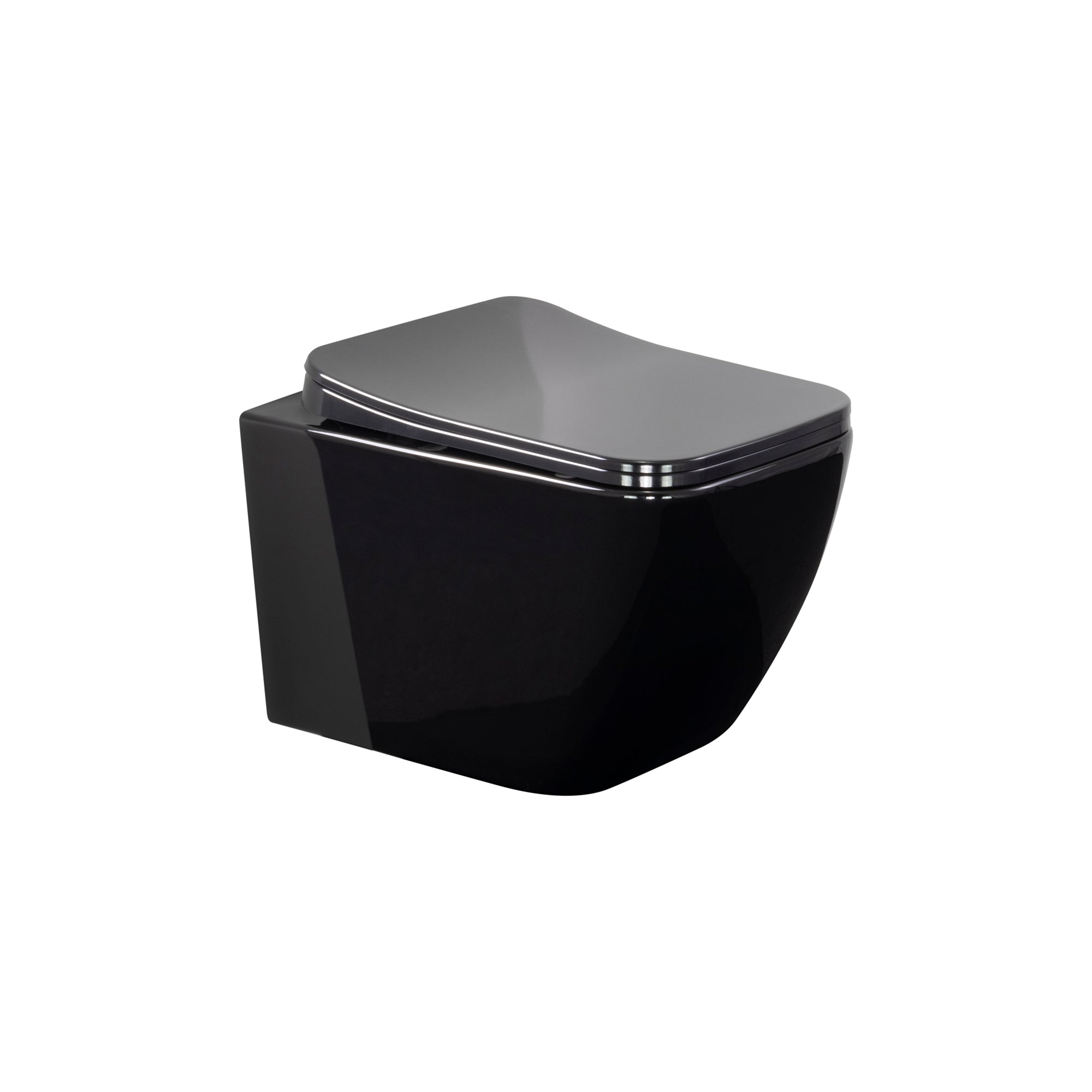 CUBE - Inodoro suspendido rimless en negro con tapa soft-close