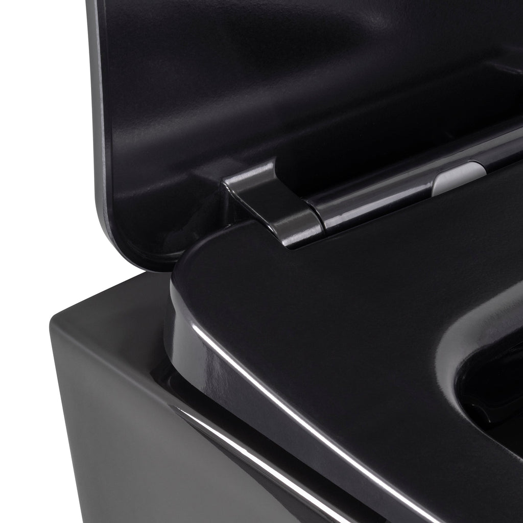 CUBE - Sanita suspensa rimless em preto com tampa soft-close