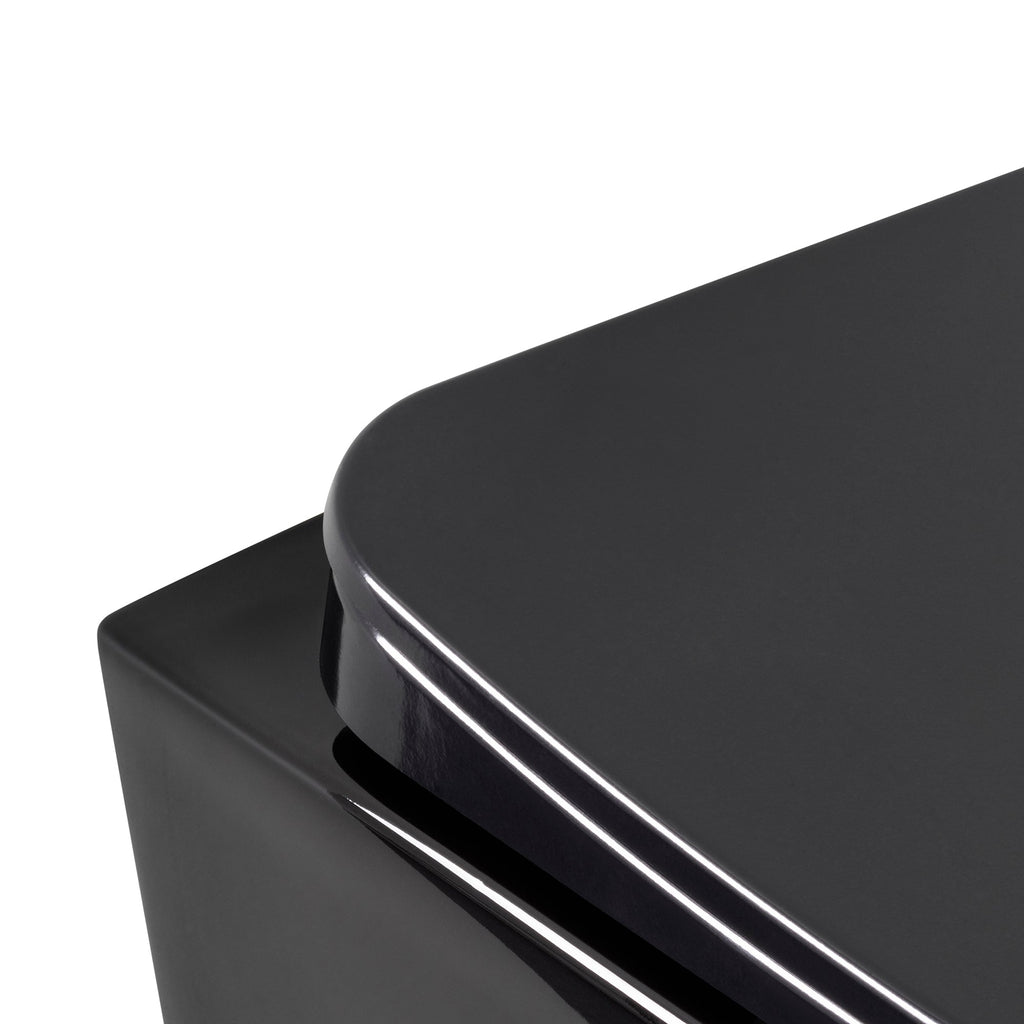 CUBE - Sanita suspensa rimless em preto com tampa soft-close