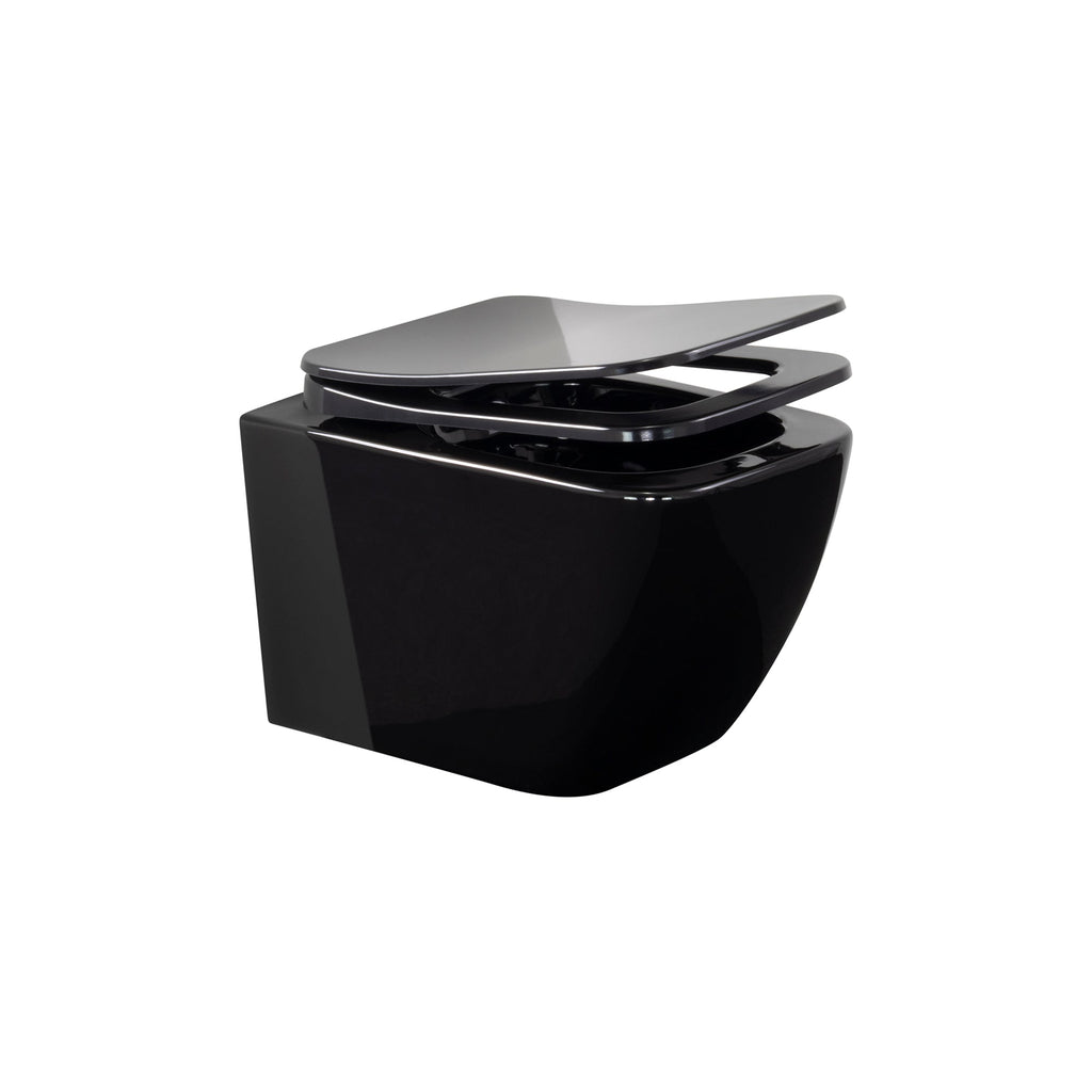 CUBE - Sanita suspensa rimless em preto com tampa soft-close