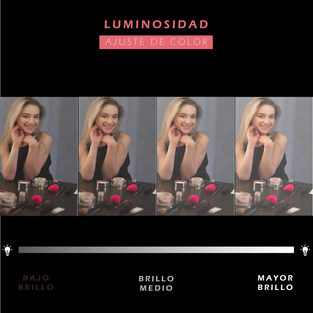 Espelho de maquilhagem com iluminação LED e controlo tátil integrado