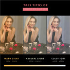 Espelho de maquilhagem com iluminação LED e controlo tátil integrado