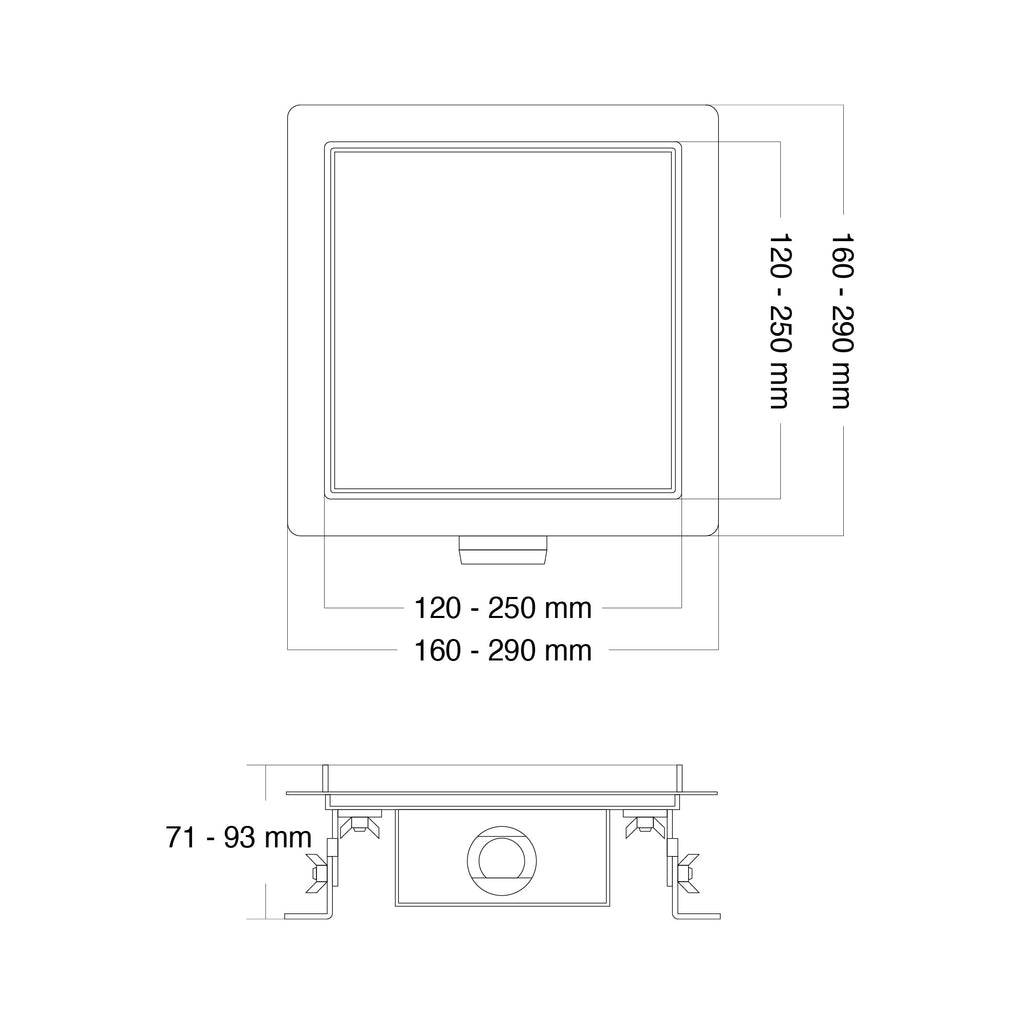 Piatto doccia quadrato in acciaio inox ultrapiatto modello Q1