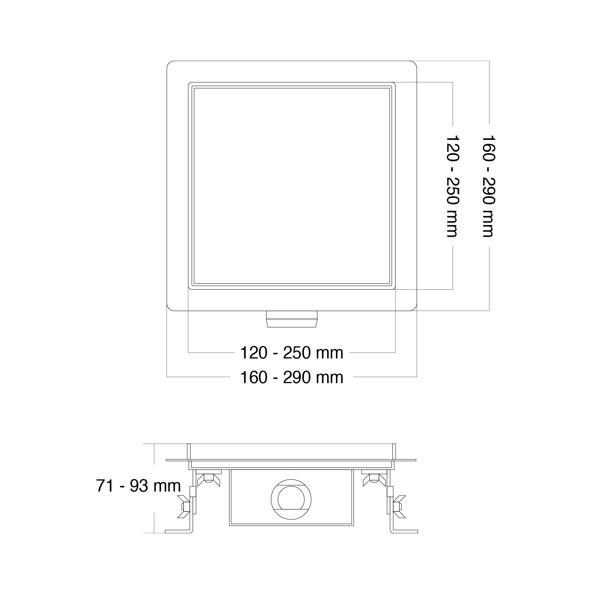 Piatto doccia quadrato in acciaio inox ultrapiatto modello Q1