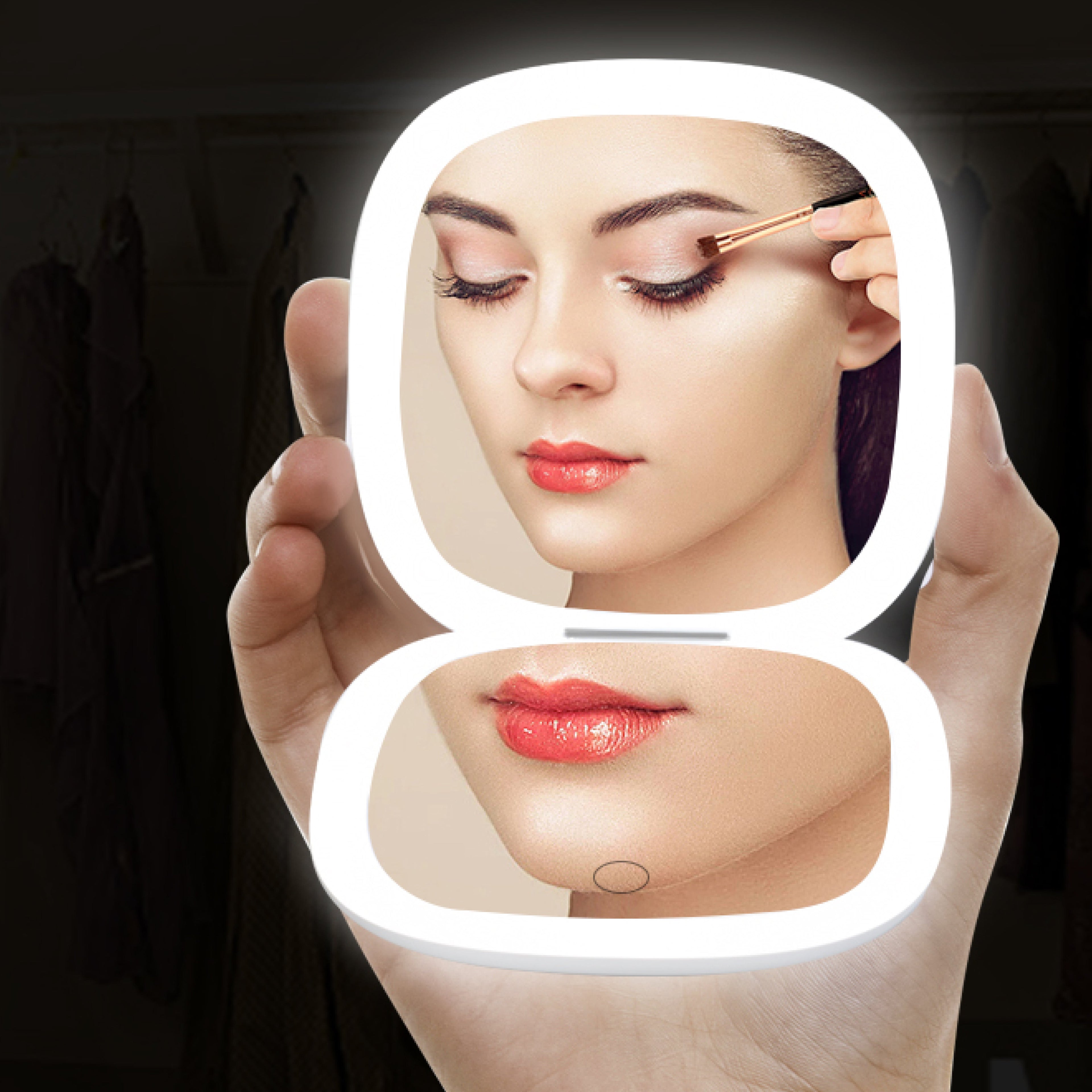 MAKEUP - Specchio portatile da trucco con illuminazione LED integrata