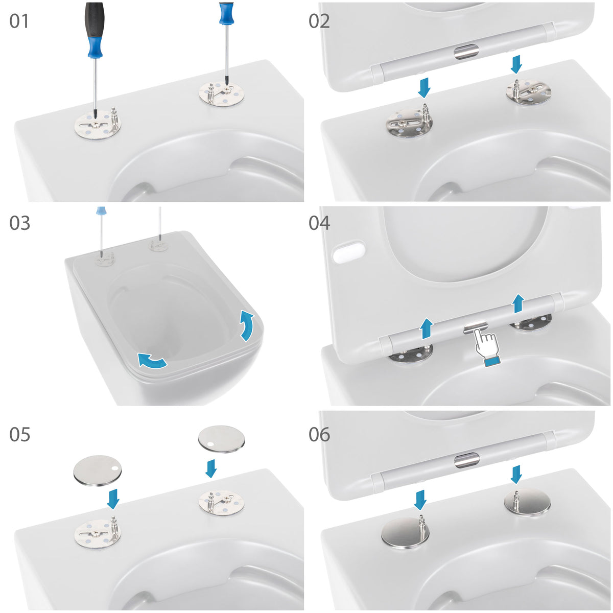 CUBE - Vaso sospeso senza brida nero con copriwater soft-close