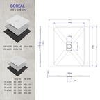 BOREAL - Base de duche cinzenta RAL 7030 SMC antiderrapante GRIPSTONE com sifão incluído