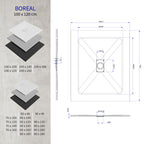 BOREAL - Base de duche cinzenta RAL 7030 SMC antiderrapante GRIPSTONE com sifão incluído