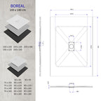 BOREAL - Base de duche branca RAL 9016 SMC antiderrapante GRIPSTONE com sifão incluído