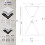BOREAL - Piatto doccia antiscivolo con finitura bianca e sifone incluso