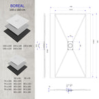 BOREAL - Base de duche cinzenta RAL 7030 SMC antiderrapante GRIPSTONE com sifão incluído