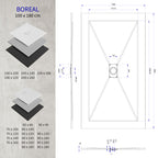 BOREAL - Base de duche preta RAL 7021 SMC antiderrapante GRIPSTONE com sifão incluído