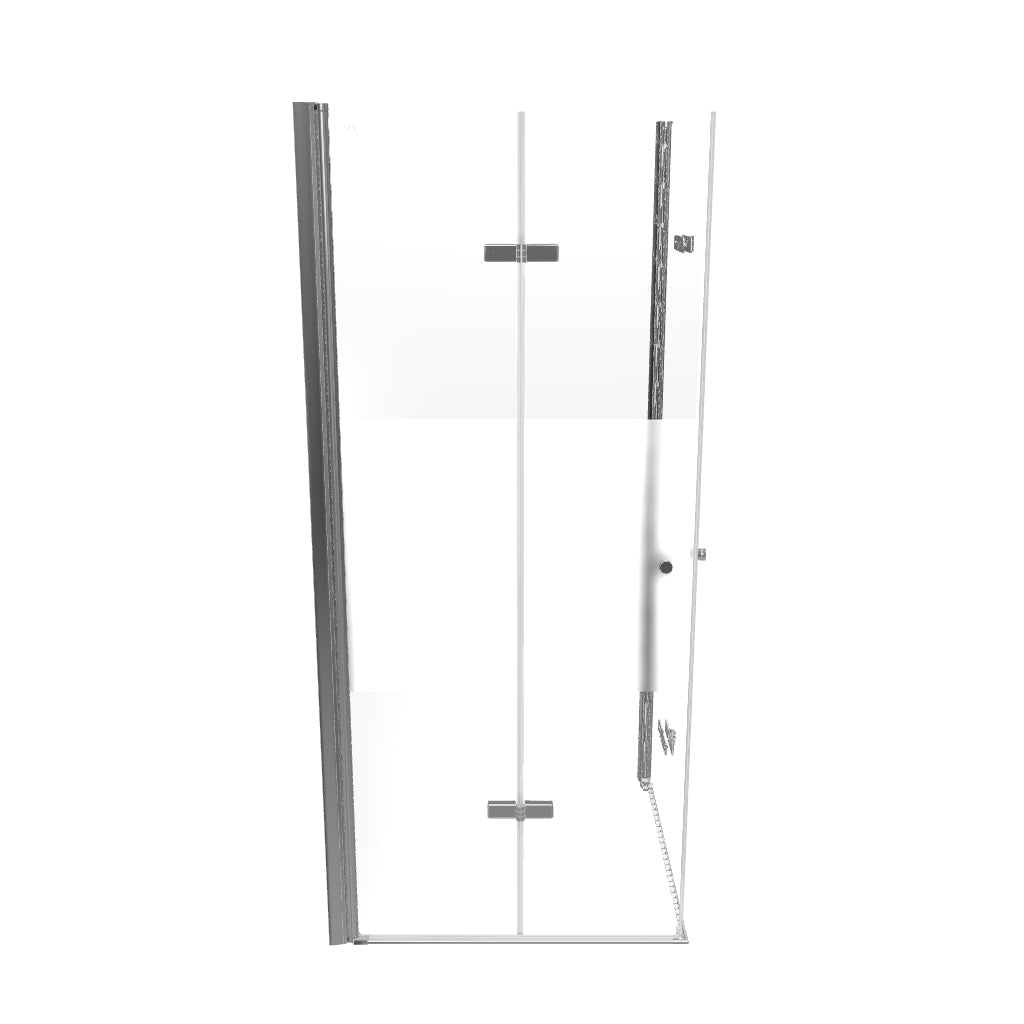 EMMA - Cabina de ducha con puertas abatibles, cristal medio esmerilado 6 mm y perfil cromado