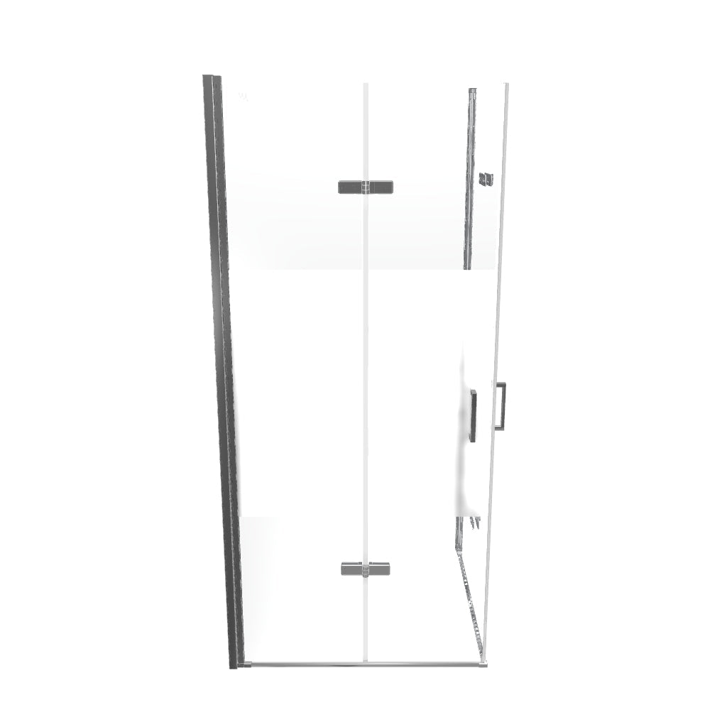 MATILDE - Cabina de ducha angular con puertas plegables de cristal templado semifrostado y perfil cromado