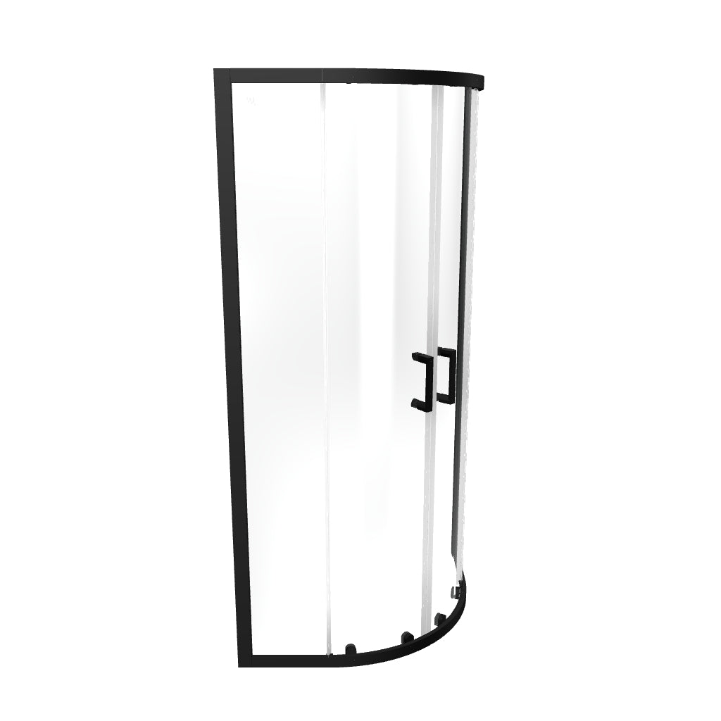 ELLA - Cabine de duche de quadrante com portas de correr em vidro transparente e perfil preto mate