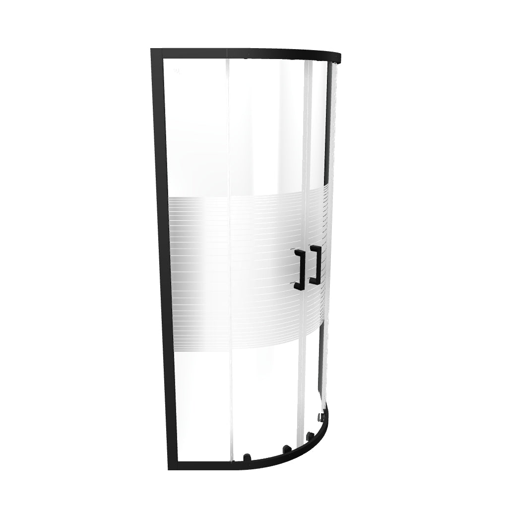 ELLA - Cabine de duche de quadrante com vidro transparente e linhas pretas