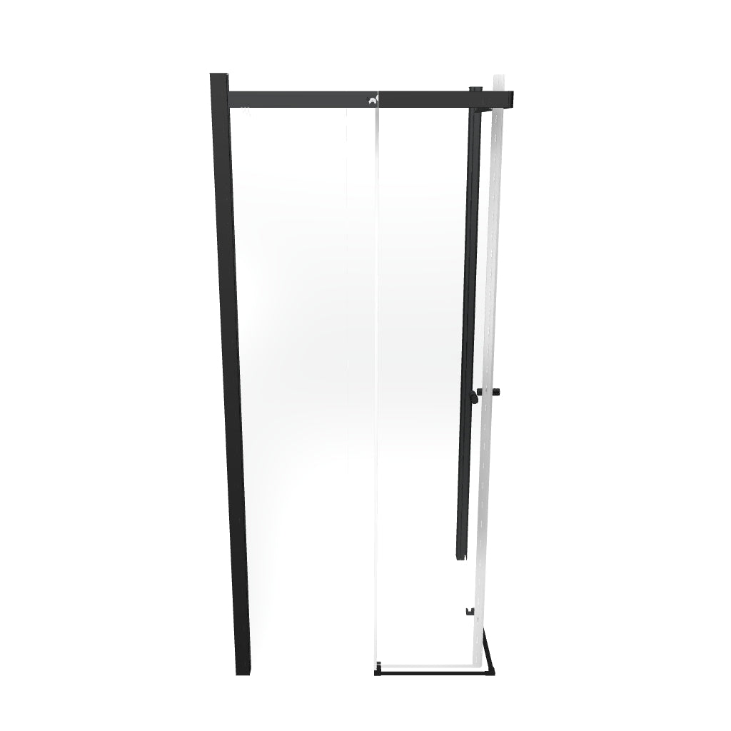 KAYLEE - Cabine de duche de canto com portas de correr, vidro transparente 6 mm e perfil preto mate