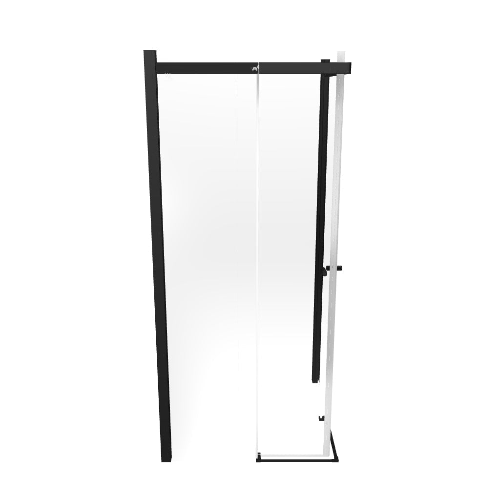 KAYLEE - Cabine de duche de canto com portas de correr, vidro escurecido 6 mm e perfil preto mate