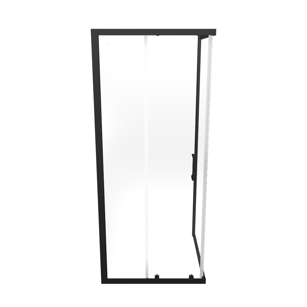 DORA - Cabina de ducha con puertas correderas, cristal templado y perfil negro mate