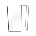 GIANNA - Box doccia Walk-In con 2 pannelli in vetro temperato con mattoni e profilo nero opaco