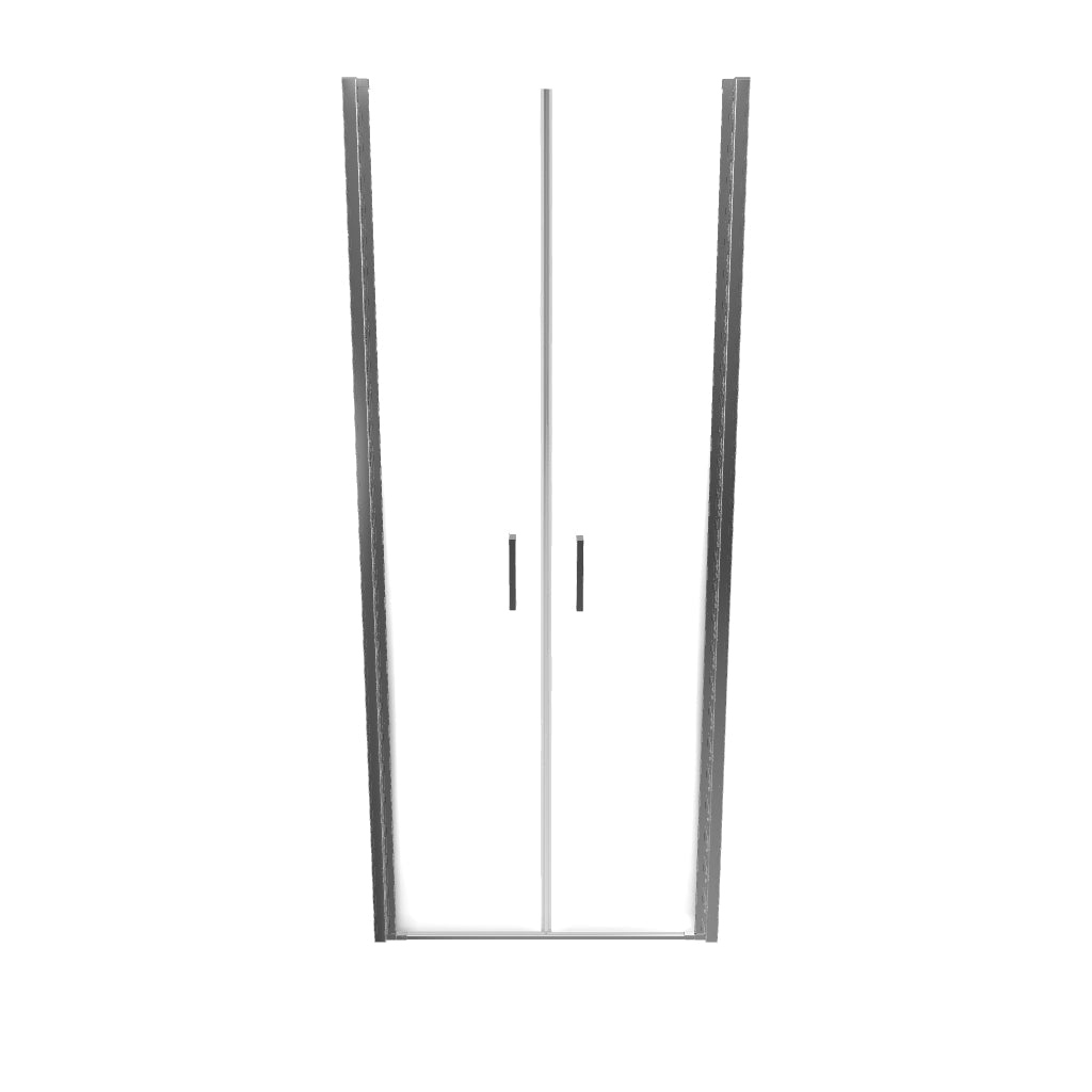 LARA - Mampara de ducha con puertas abatibles de vidrio templado esmerilado de 6 mm