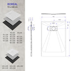 BOREAL - Base de duche branca RAL 9016 SMC antiderrapante GRIPSTONE com sifão incluído