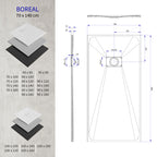 BOREAL - Base de duche branca RAL 9016 SMC antiderrapante GRIPSTONE com sifão incluído