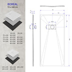 BOREAL - Base de duche branca RAL 9016 SMC antiderrapante GRIPSTONE com sifão incluído