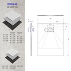 BOREAL - Base de duche antiderrapante com acabamento preto e sifão incluído