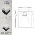 BOREAL - Base de duche branca RAL 9016 SMC antiderrapante GRIPSTONE com sifão incluído