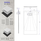 BOREAL - Base de duche antiderrapante com acabamento preto e sifão incluído