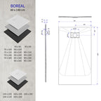BOREAL - Base de duche branca RAL 9016 SMC antiderrapante GRIPSTONE com sifão incluído