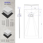 BOREAL - Base de duche preta RAL 7021 SMC antiderrapante GRIPSTONE com sifão incluído
