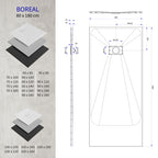 BOREAL - Base de duche preta RAL 7021 SMC antiderrapante GRIPSTONE com sifão incluído