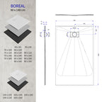 BOREAL - Base de duche preta RAL 7021 SMC antiderrapante GRIPSTONE com sifão incluído