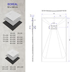 BOREAL - Base de duche branca RAL 9016 SMC antiderrapante GRIPSTONE com sifão incluído