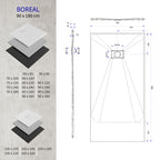 BOREAL - Base de duche cinzenta RAL 7030 SMC antiderrapante GRIPSTONE com sifão incluído