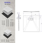 BOREAL - Base de duche antiderrapante com acabamento preto e sifão incluído