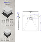 BOREAL - Base de duche preta RAL 7021 SMC antiderrapante GRIPSTONE com sifão incluído